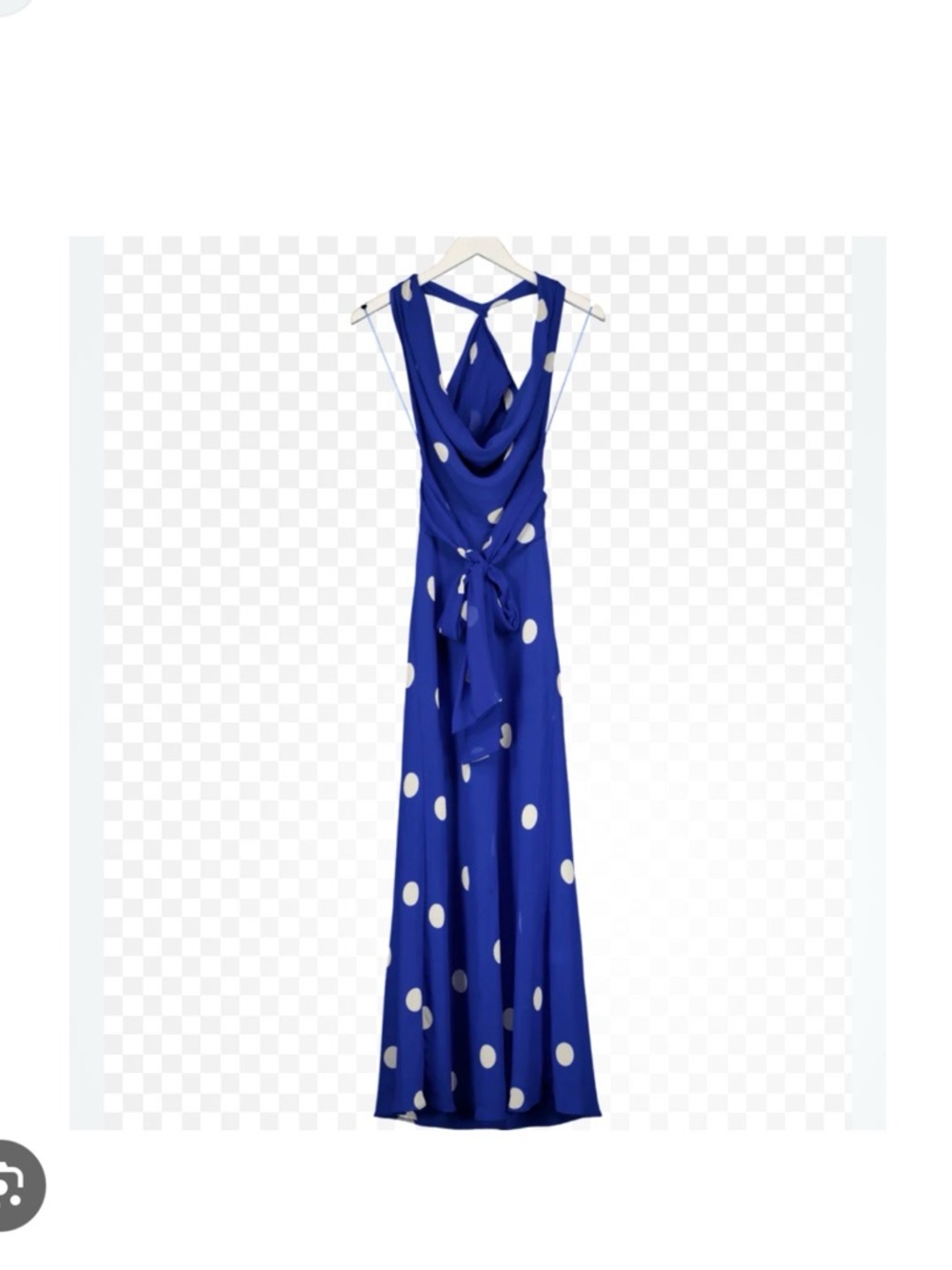 Zara Royal Blue Polka Dot Halter Midi Dress - Picture 4 of 6
